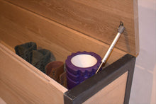 Load image into Gallery viewer, Oak Storage Bench - Industrial Steel / Solid Oak