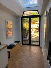 Load image into Gallery viewer, Oak Storage Bench - Industrial Steel / Solid Oak