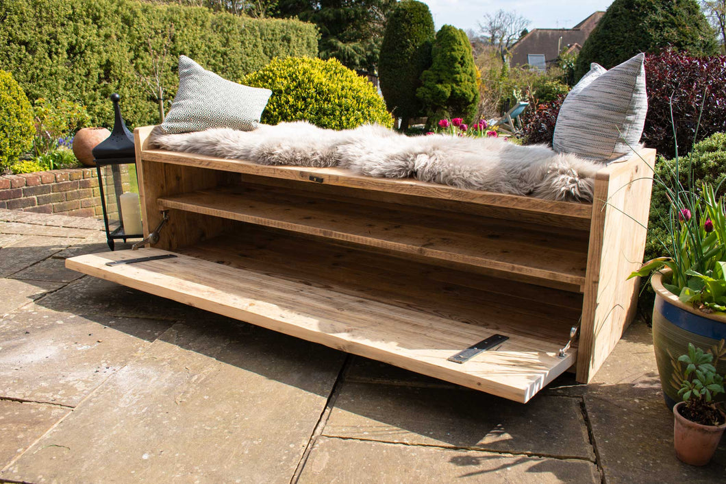 Large Rustic Reclaimed Storage Bench Seat