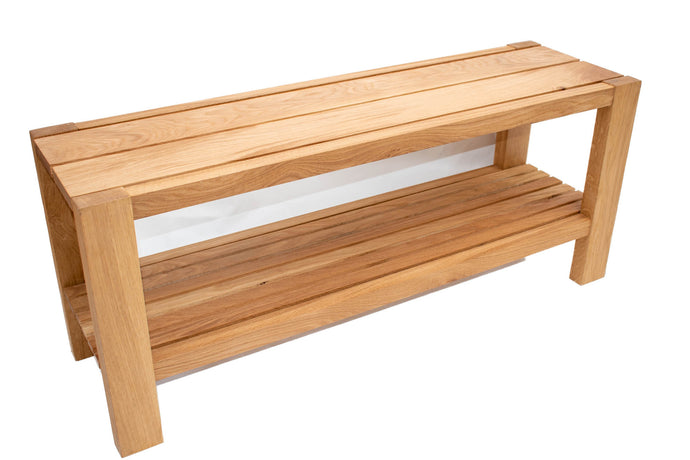 Solid Oak Bench with Shoe Shelf 120x35x55cm
