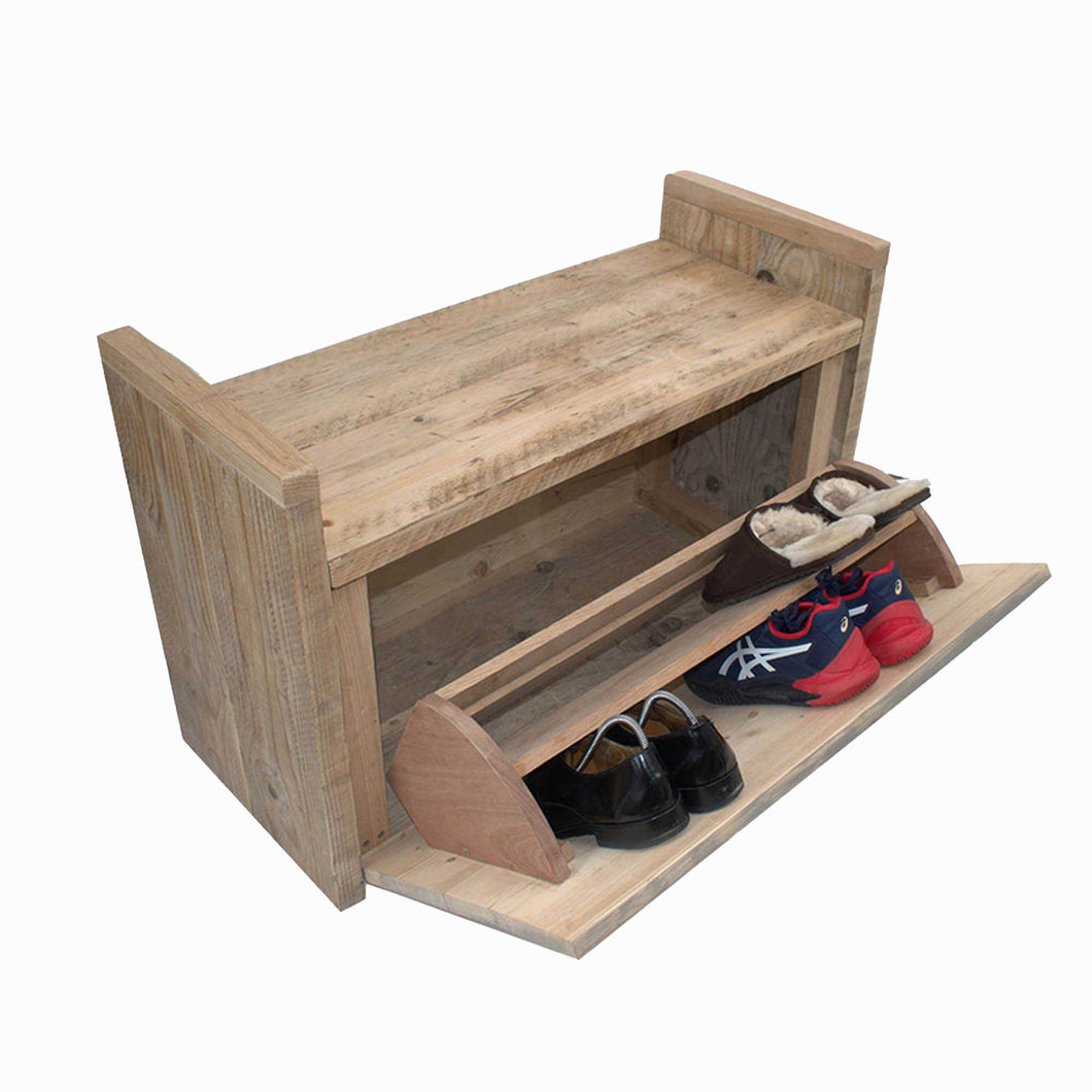 Hallway Storage Bench with Shoe Rack - Rustic