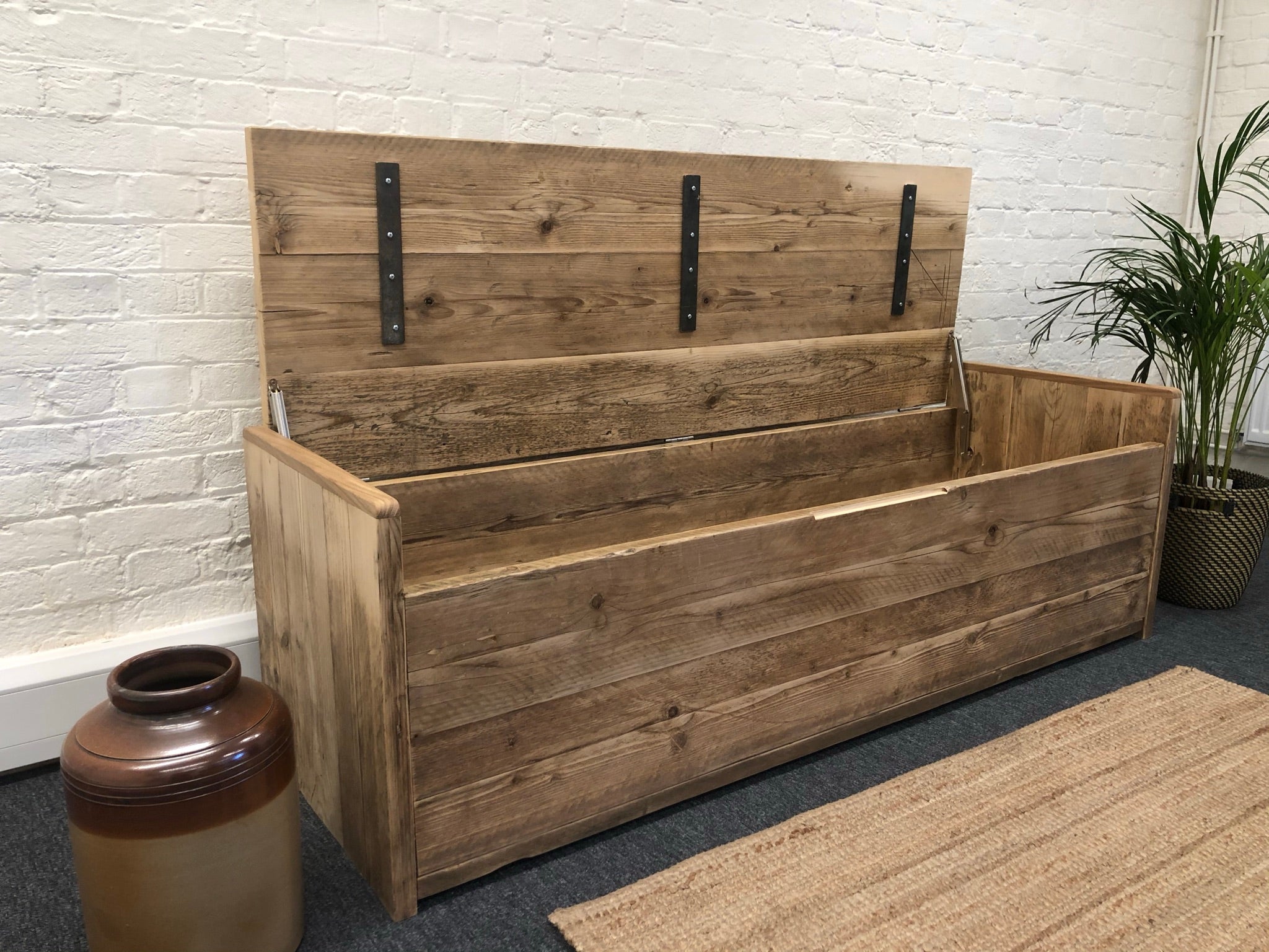 Large Rustic Reclaimed Storage Bench Seat The Wooden Storage