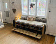 Load image into Gallery viewer, Hallway Storage Bench with Shoe Rack - Rustic
