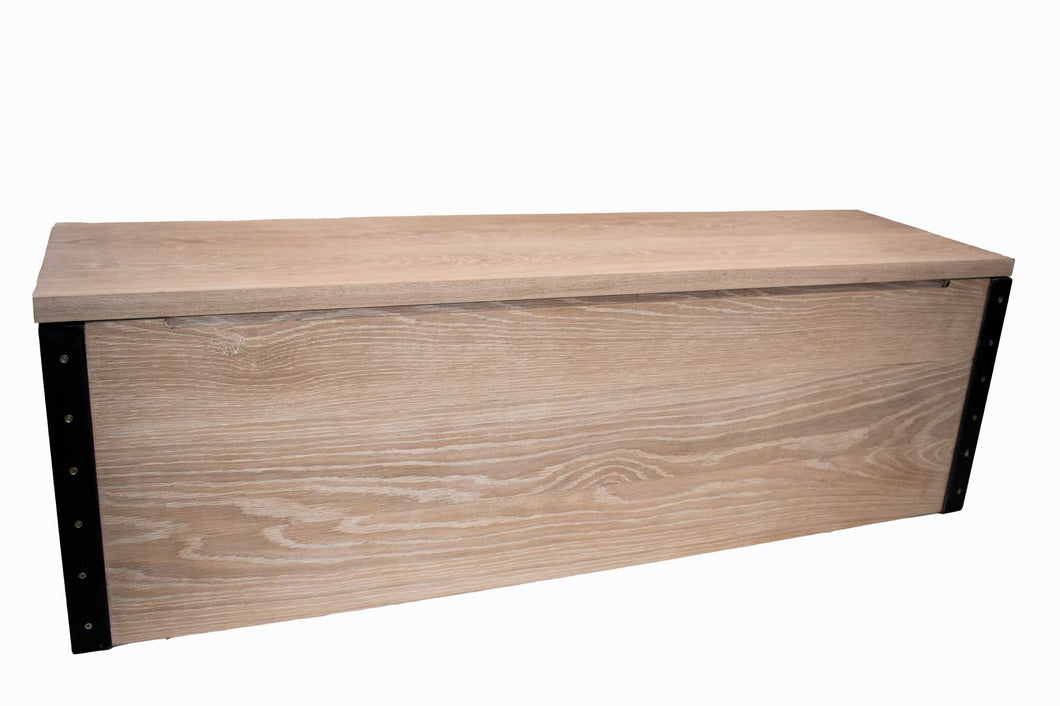 Oak Storage Bench - Industrial Steel / Solid Oak