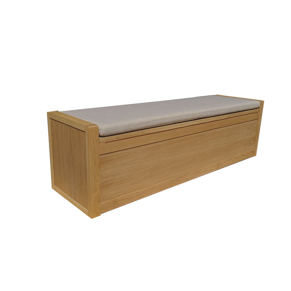 Storage Bench Seat with Cushion - Solid Oak